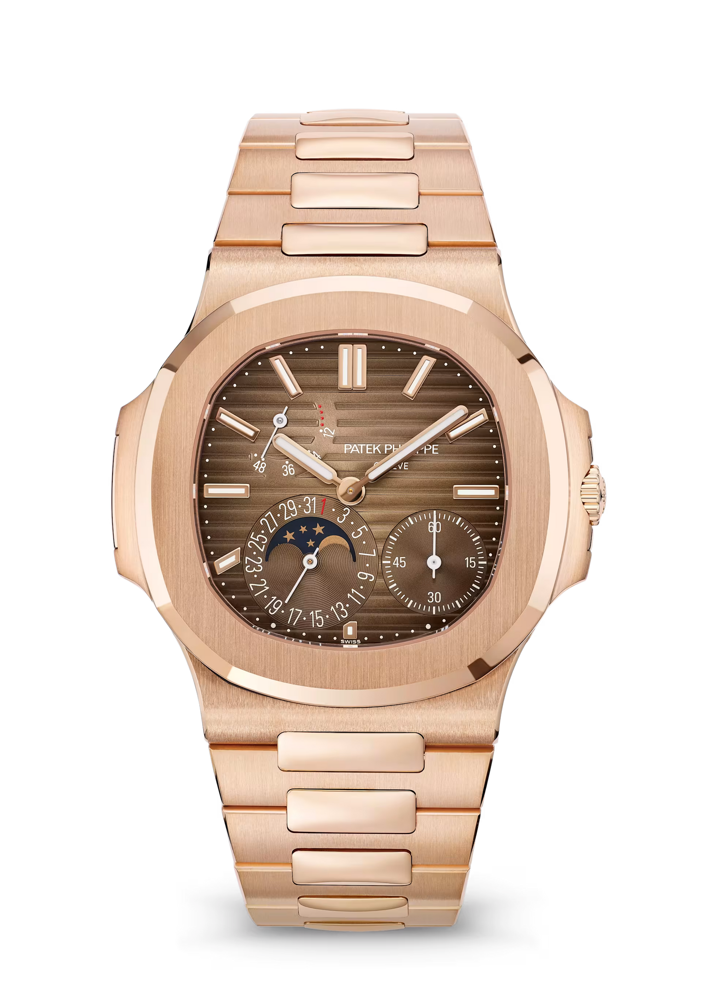 Nautilus-Inspired Rose Gold Watch – Moon Phase, Date & Power Reserve | Men’s Luxury Timepiece