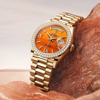Premium Men’s Day-Date Watch – Gold Body | Diamond Bezel | Automatic