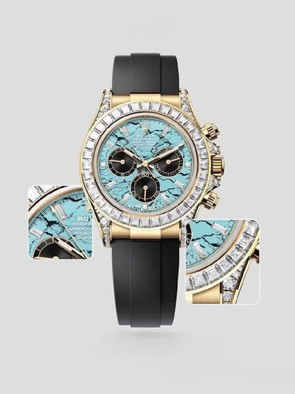 Daytona Ice Blue Dial – Luxury Gold Diamond Edition | 40mm Automatic Chronograph | ZR Premium Quality