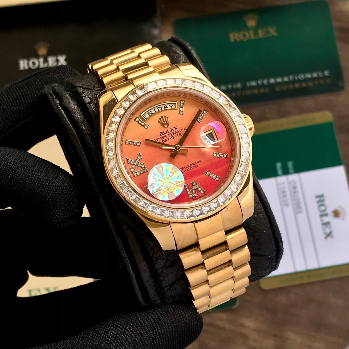 Premium Men’s Day-Date Watch – Gold Body | Diamond Bezel | Automatic