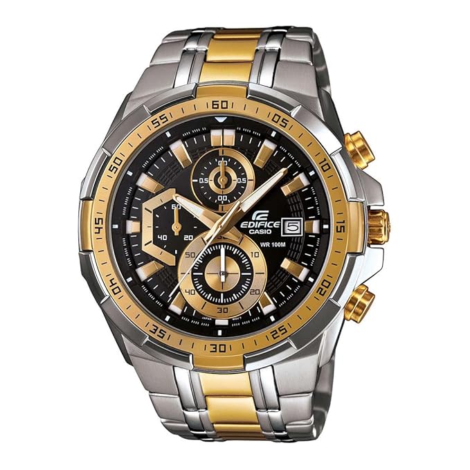 EX188 Chronograph Men's Watch – Dual Tone Steel, Black Dial, 100M Water Resistant