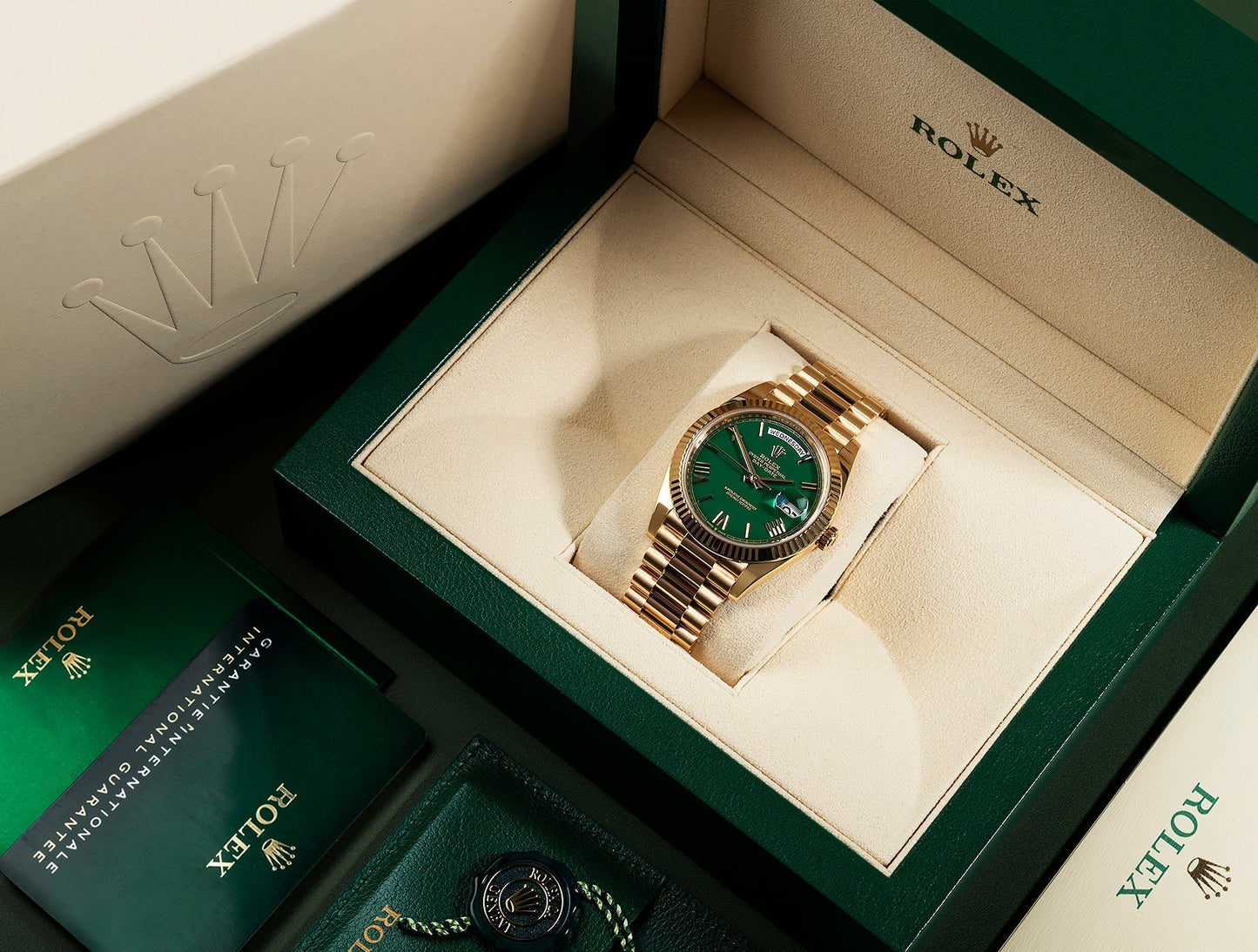 Day-Date 40mm Yellow Gold Green Ombre Roman Numeral Dial